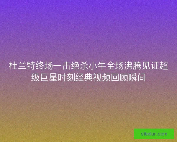 杜兰特终场一击绝杀小牛全场沸腾见证超级巨星时刻经典视频回顾瞬间